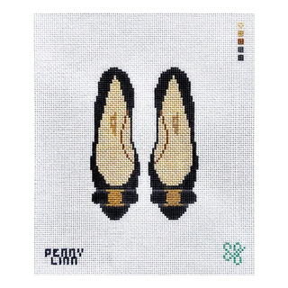 Black Ferragamos Needlepoint Canvas