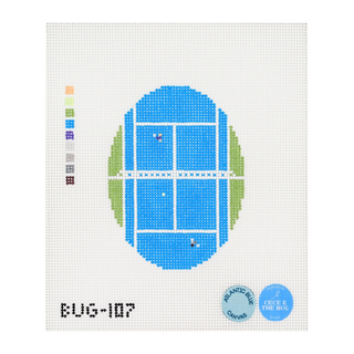 Tennis from Above Oval Needlepoint Canvas