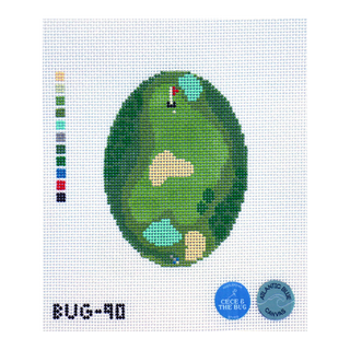 Golf from Above Oval Needlepoint Canvas
