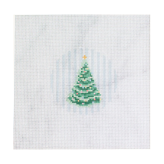 Christmas Tree on Stripes Ornament