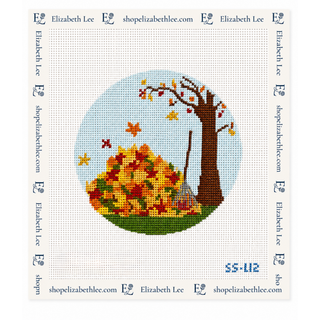 Leaf Raking Needlepoint Canvas