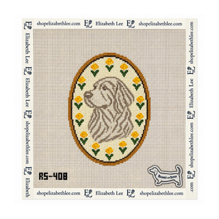 The Golden Retriever Flower Cameo Needlepoint Canvas