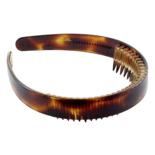 French Toothed Shell Brown Wide Hair Headband