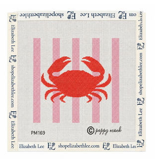 Seashore Crab Coral Needlepoint Canvas