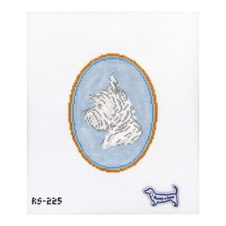 The Yorkie Dog Cameo Needlepoint Canvas