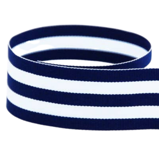 Navy Blue Preppy Striped Grosgrain Ribbon