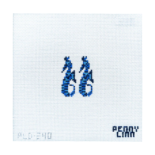 Blue Seahorses Needlepoint Canvas