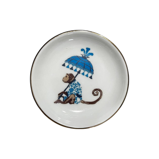 Monkey with Parasol Coupe Ring Dish