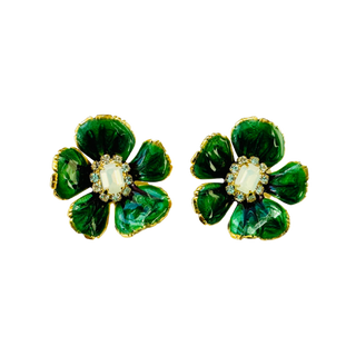 Small Jade Floral Earrings