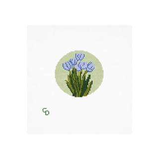 Tulip Flower Round Needlepoint Canvas